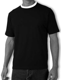 Black Color Round Neck T Shirt with White Neck